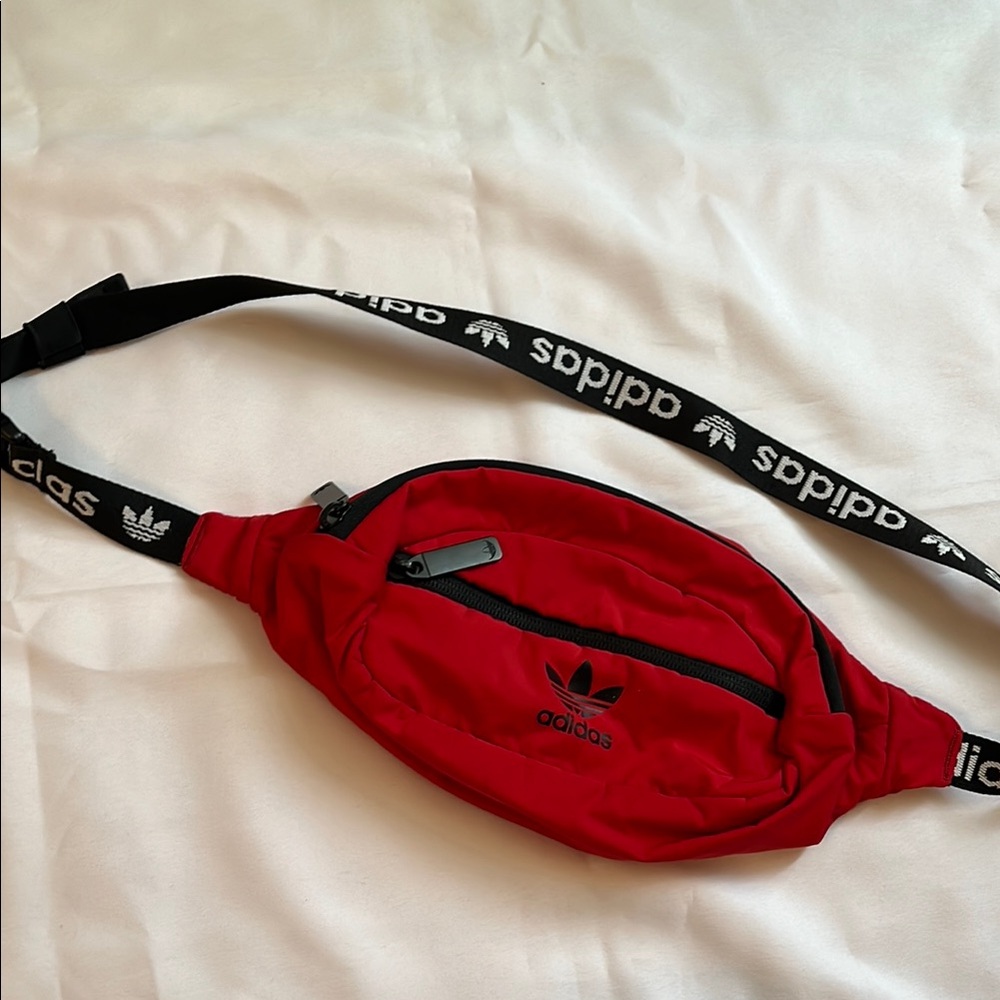 Adidas Red and Black Belt Bag Sporty Compact Design